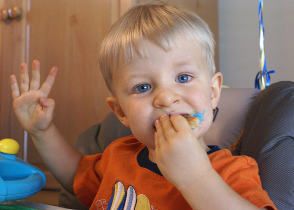 Enjoying his Birthday cookie